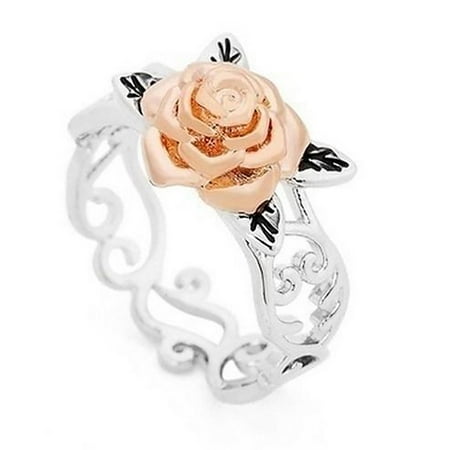 Women Rings Rose Flower Carving Rings Wedding Rings Classic Female