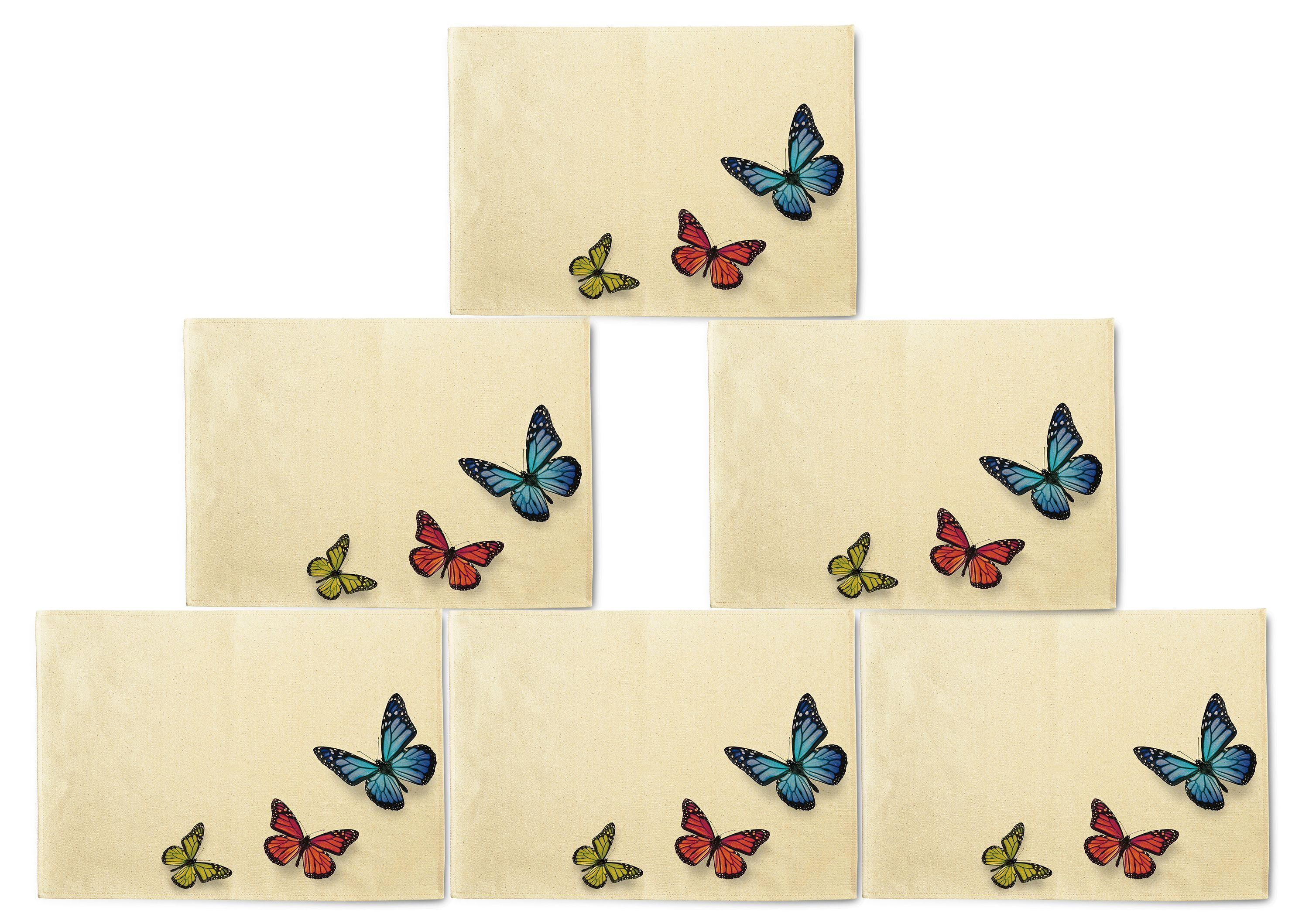 Butterflies Printed Canvas Placemats Set of 6