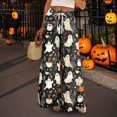 thumbnail image 2 of WTOBBY Women's Casual Wide Leg Pants with Stretch Belt and Pocket, Halloween Print Adjustable Tie Trousers for Seasonal Comfort Wear,Multicolor 2XL, 2 of 7