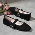 thumbnail image 6 of IEMIEMIEM Womens Mary Jane Flats with Strap Slip on Faux Suede Flats Shoes Comfortable Flats Shoes Non Slip Women Dressy Shoes Black 10 Wide, 6 of 8