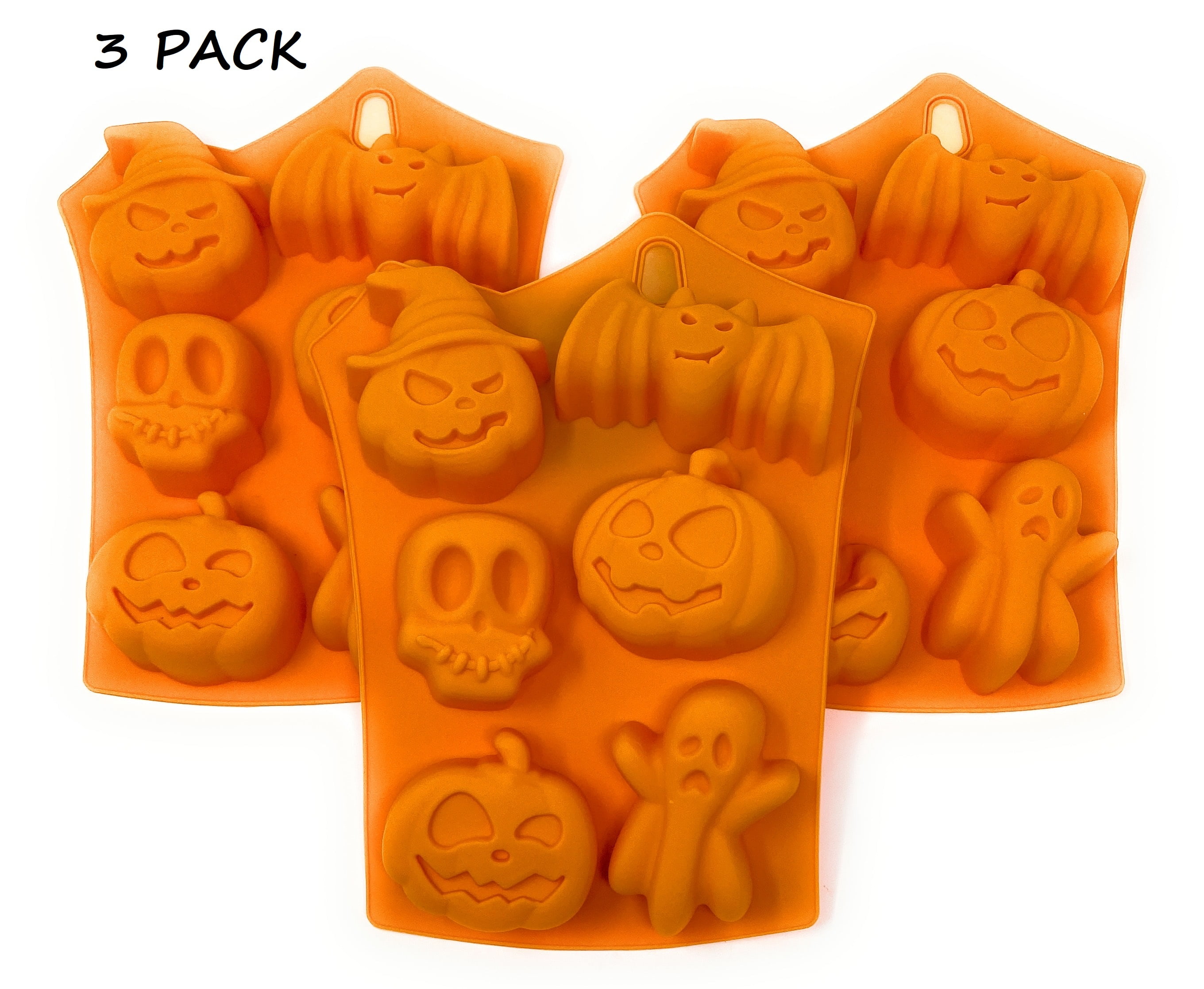 DUNCHATY Halloween Silicone Baking Molds - 3PCS, Nonstick Pumpkin Molds,  Perfect for Making Ice Cube, Chocolate, Cupcakes