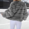 thumbnail image 4 of MPWEGNP European And American Wool Imitation Jacket Women's Short Long Sleeve Faux Leather Coat Grey L, 4 of 5