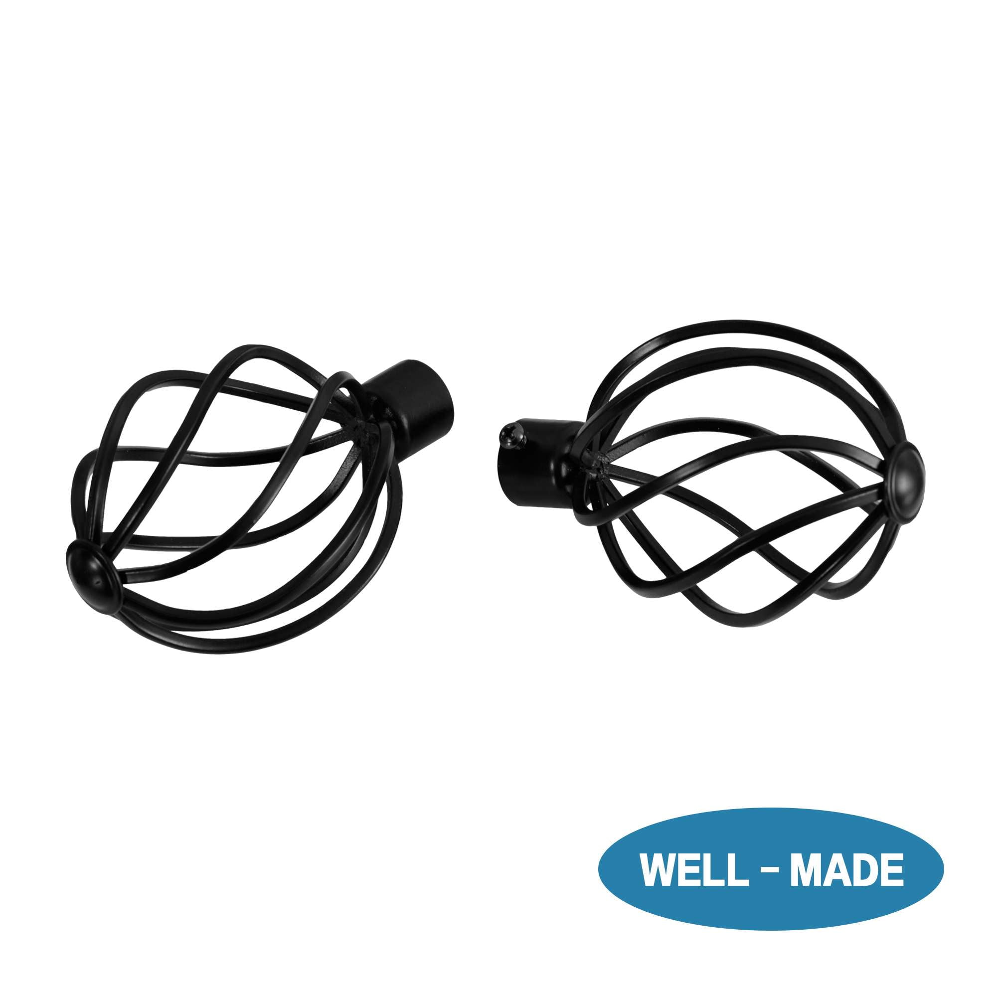 H.VERSAILTEX Adjustable Twist Cage Single Curtain Rod Set 3/4in Diameter 66-120in , Black