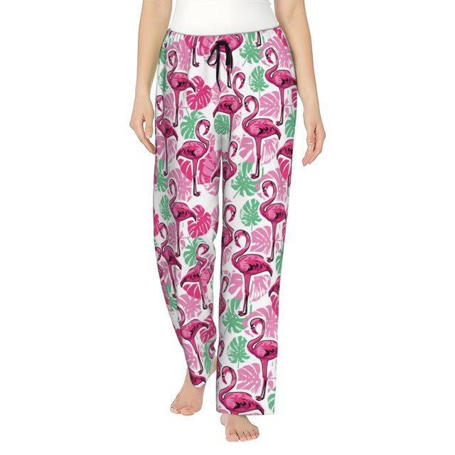 Balery Flamingo Pantalones de pijama para mujer, pijamas ultraligeros, pantalones de estar por casa-XX-Large