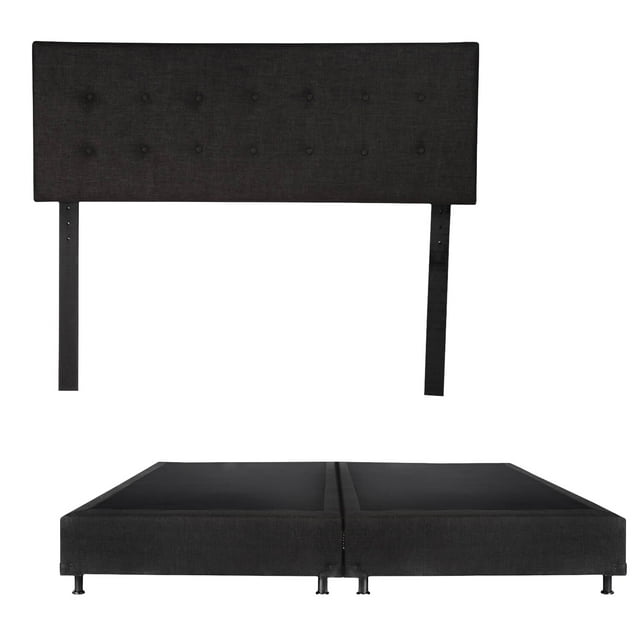 Box Base Cama King Size + Cabecera Bilbao Negro
