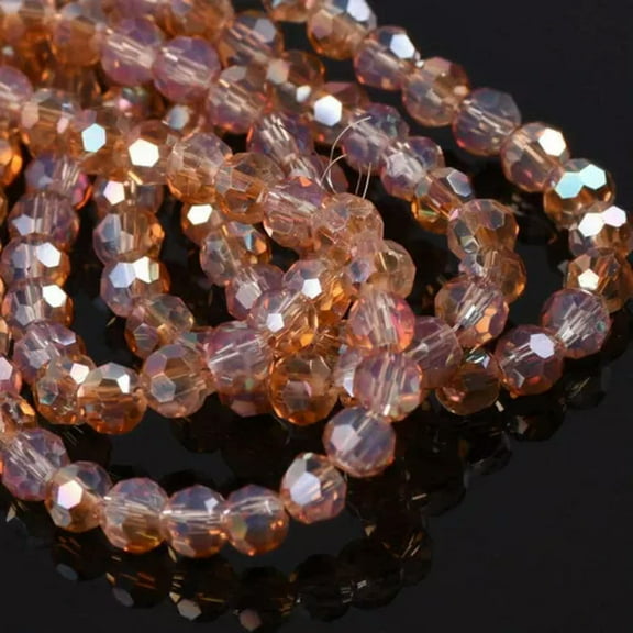 U8MO Round 3mm 4mm 6mm 8mm 32 Facets Faceted Cut Crystal Glass Loose Beads AB Plated-3mm(100pcs)-Opal Half Orange