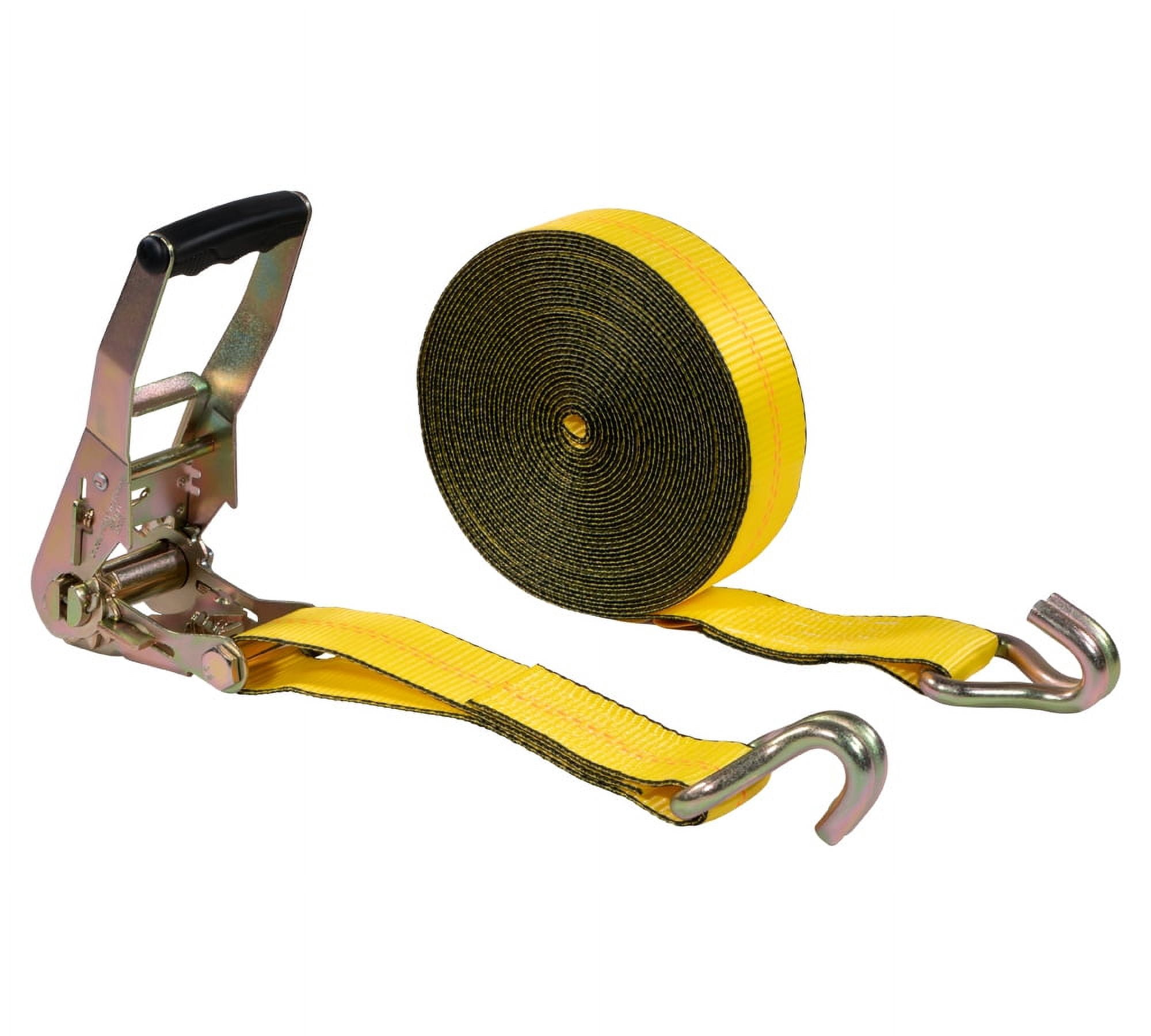 2 Pack 2"x40' Yellow Ratchet Strap with J Hooks - 10,000 Lbs Breaking Strength - Heavy Duty Tie Down Cargo Truck Straps with Wire Hooks for Flatbed, Truck, Trailers Pickup