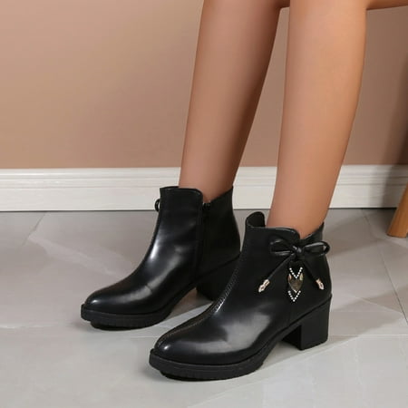 

Gubotare Womens Boots Ankle Women s Anaya Bootie Rr Durable Comfortable Waterproof Chelsea Leather Boots Black 6.5