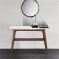 thumbnail image 6 of Maklaine 43" Italian Marble Top Console Table in White and Walnut, 6 of 7
