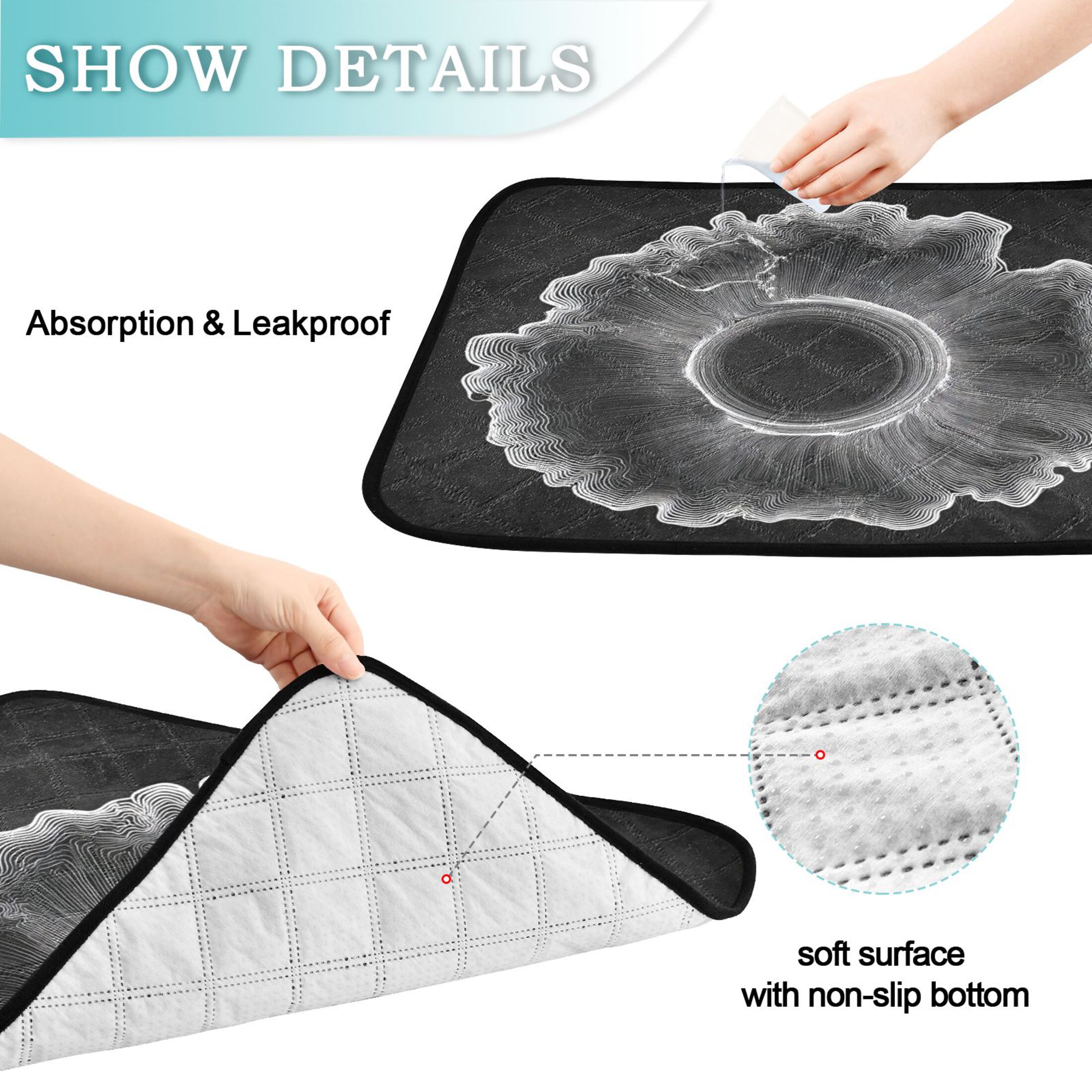 IAUYY Washable Pee Pads for Dogs Medium+Large Absorbent and Leak-Proof Non-Slip Reusable Puppy Pee Pads for Dogs Applicable to Playpen Potty Crate Organic White Groove