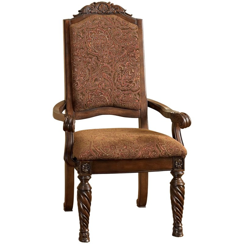 Ashley Furniture North Shore Upholstered Dining Arm Chair in Brown Walmart