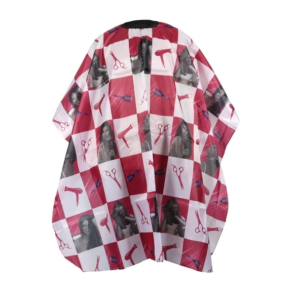 Unique Bargains 1 Pc Blocks Pattern Hairdressing Cape for Barber Shop 62.99"x55.12" Red White