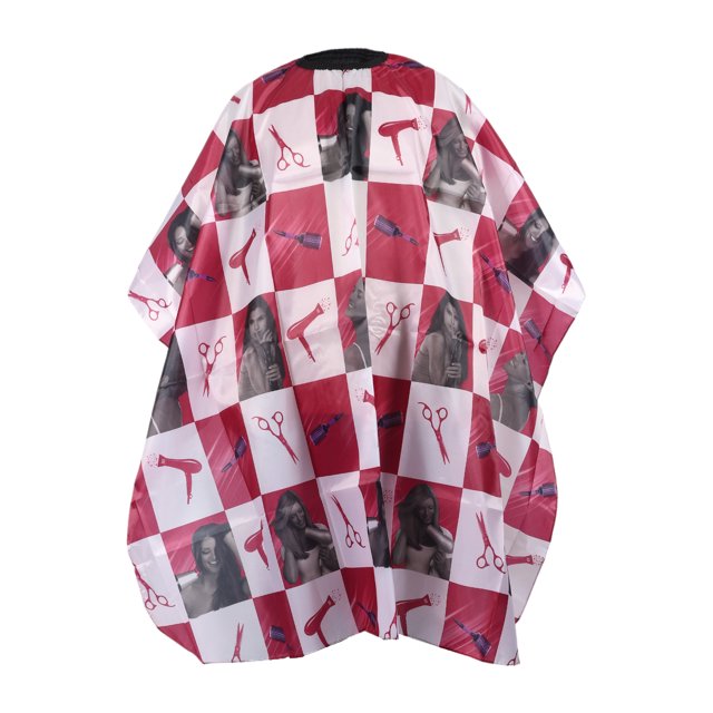 Capa de peluquería de patrón de bloques de 1 Pc Unique Bargains para barbería 62.99"x55.12" Rojo Blanco