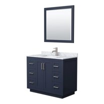 Wyndham Collection Miranda 42" Wood Single Bathroom Vanity in Blue/Nickel Trim