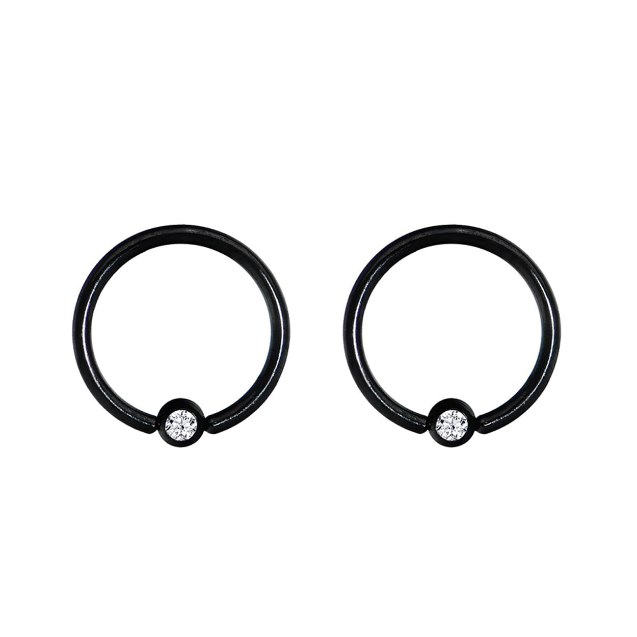 Ring,Length Piercing Tongue Stud Black Screw Captive Ball Ring with Stone 