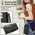thumbnail image 5 of for iPhone 15 Pro Phone Case Wallet with Card Holder Zipper Bills Slot, Soft PU Leather Detachable Shoulder Strap and Wrist Strap Kickstand for iPhone 15 Pro Rugged Case Cover, Black, 5 of 9