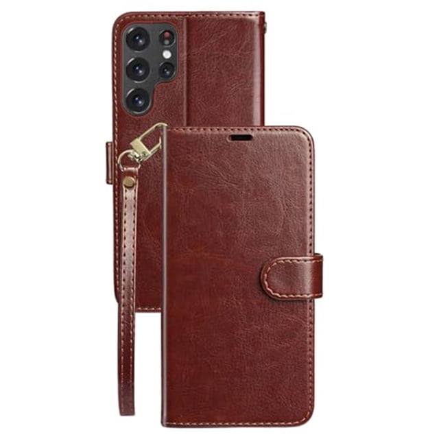Case For Samsung Galaxy S26 Ultra/S26 Plus/S26, PU Leather Cover With Card Insertion Kickstand Wristlet Shell