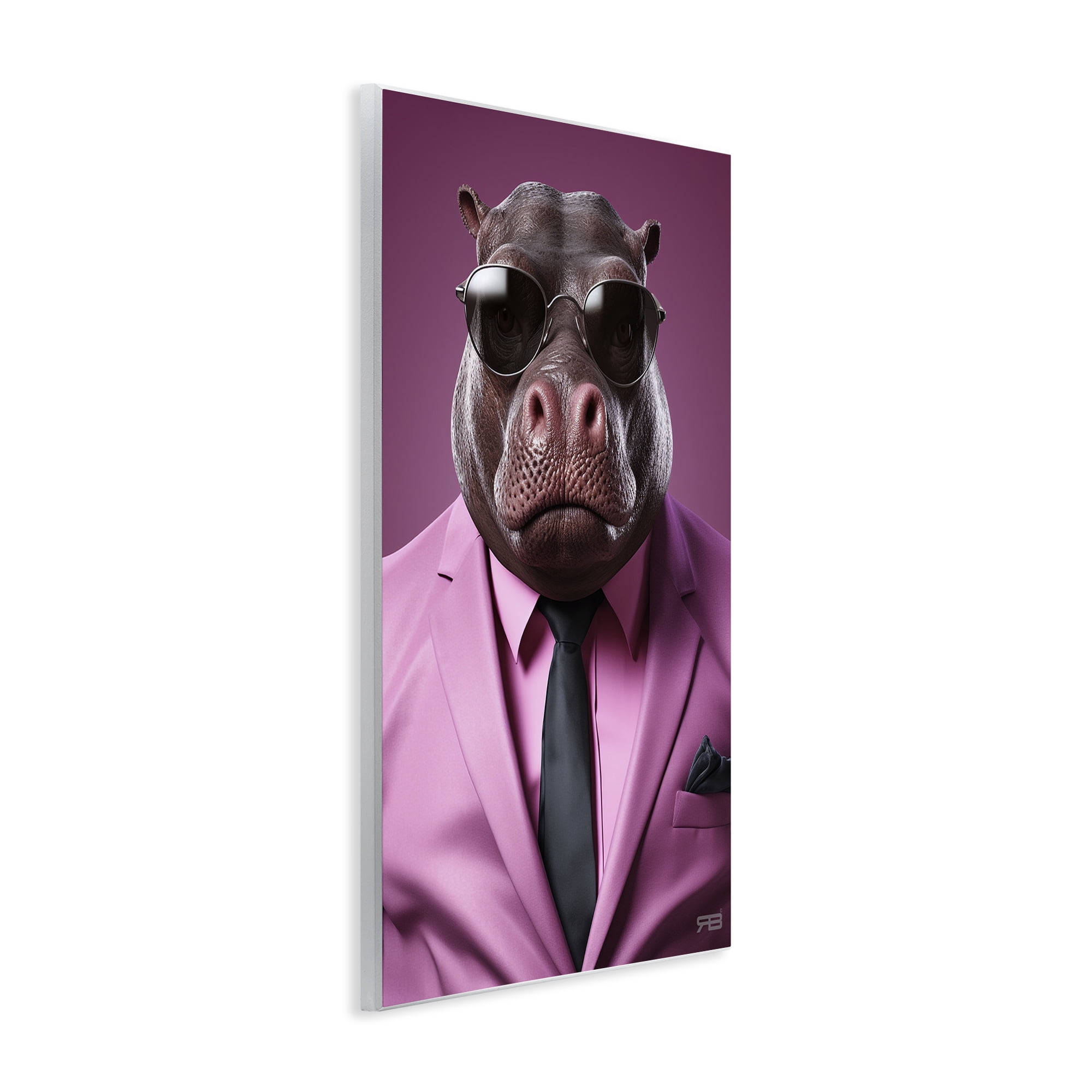 Stupell Industries Strong Hippo Purple Suit Animals & Insects Painting Unframed Art Print Wall Art, 10 x 15