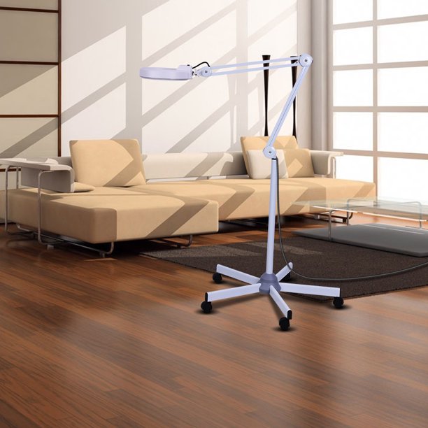 Professional 5x Magnifying Glass White Led Floor Lamp Adjustable Rolling Stand Magnifier Light Salon With Five Base Wheels Com - Magnifying Glass On Floor Stand With Light Professional 5x Magnifying Glass White Led Floor Lamp Adjustable Rolling Stand Magnifier Light Salon With Five Base Wheels Com - Magnifying Glass On Floor Stand With Light
