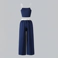 thumbnail image 2 of Girls Outfits Size 8-9Y Breathable Contrast Color Design Camisole and Solid Wide Leg Pants 2 Piece Girls Clothes, 2 of 5