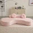 thumbnail image 5 of MIKIBAMA 105.5''Curved Cloud Couch Sofa 3-4 Seater Couch with 2 Pillows Point-shaped corduroy,(Anti-Wrinkle) , Pink, 5 of 11