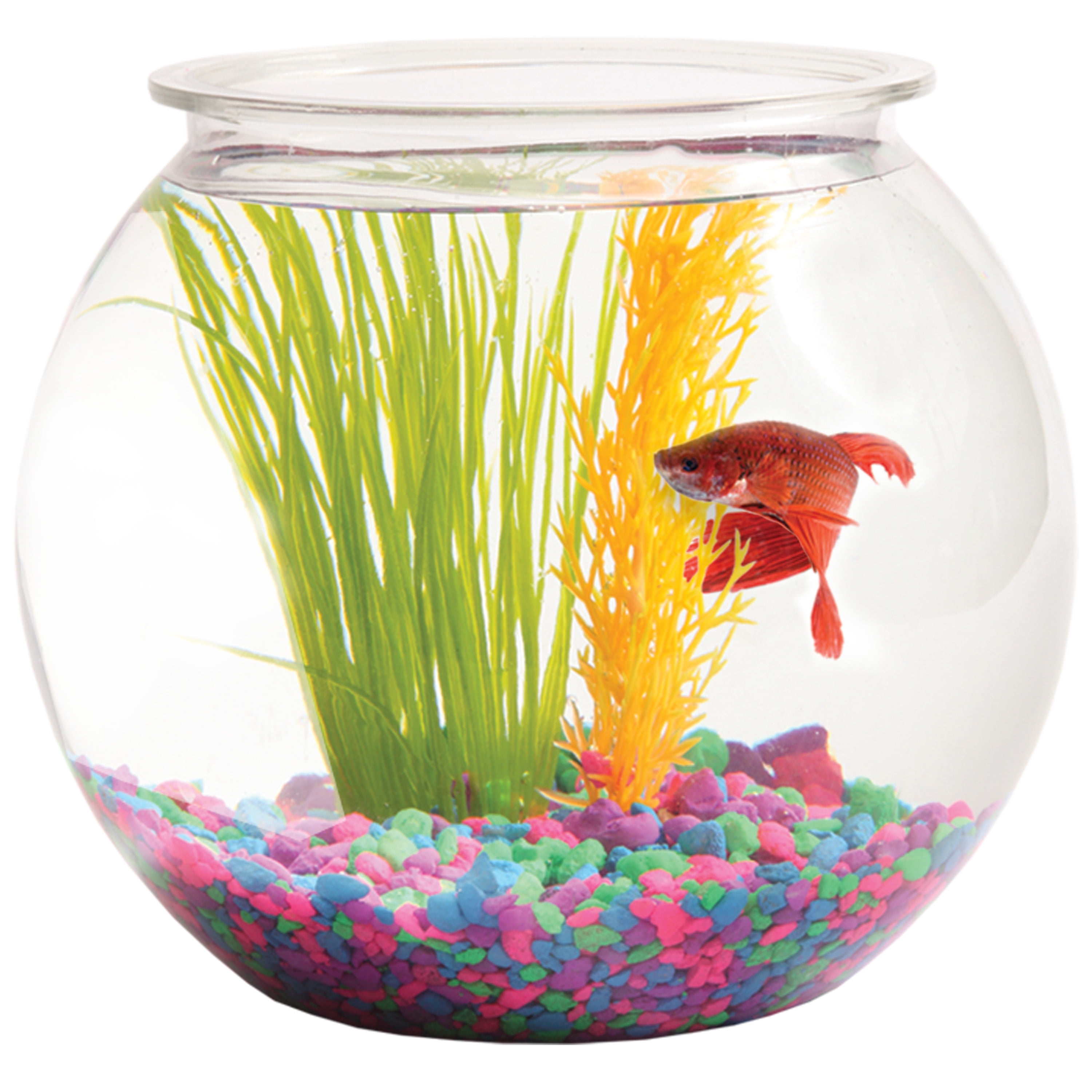 Aquatic Wonder Fish Bowl: Round Crystal Clear Plastic is Break-Resistant  and Light Weight. Ideal for Betta Fish Aquarium, Home décor and Party  Drinks