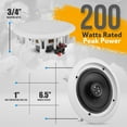 thumbnail image 2 of Pyle 6.5 Ceiling Wall Mount Speakers-Pair of 2-Way Midbass Woofer Speaker 1/2'' Polymer Dome Tweeter Flush Design w/70Hz-20kHz Frequency Response&200 Watts Peak Easy Installation-Pyle PDIC61RD, 2 of 8