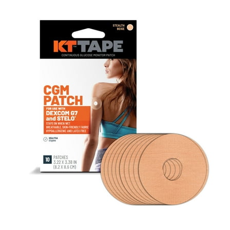 KT Tape CGM Patch for Diabetes Management, Dexcom G7, Beige, 10 Count