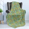 thumbnail image 4 of Car Race Track Soft Flannel Fleece Throw Blanket, Cartoon Design Summer City Amusement Park and Lake Roadway Activity, Cozy Plush for Indoor and Outdoor Use, 70" x 90", Multicolor, by Ambesonne, 4 of 5