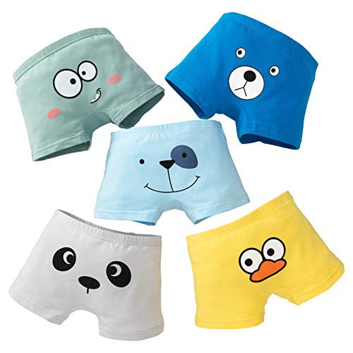 Core Pretty Boys Underwear Kids Cotton Boxer Briefs Animalface Training Boy Shorts for Toddler Size 3-12 Years Pack of 5