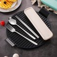 thumbnail image 3 of 4pcs Portable Travel Cutlery Set with Suitcase 18/10 Stainless Steel Reusable Flatware Set(Silver), 3 of 5