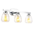 thumbnail image 5 of 3 Light Bathroom Light Fixtures Chrome with Hammered Glass Shade, Vanity Lighting Fixtures Over Mirror Wall Mount E26 Socket for Hallway Kitchen Bedroom Living Room, 5 of 5