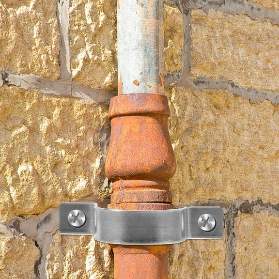 Homoyoyo 10Pcs Galvanized Pipe Clamps with Horseback Design for Pipe and Cable Fixing Plated Silver