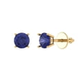thumbnail image 2 of 0.2 Ct Round Cut Studs Blue Tanzanite 18K Yellow Solid Solid Gold Everyday Dainty Earrings Screw Back, 2 of 7