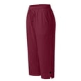 thumbnail image 7 of Delayuji Womens Capri Pant High Waisted Drawstring Elastic Comfy Straight Leg Short Pants Cropped Pant With Pockets, 7 of 7