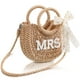 thumbnail image 1 of Bolso tejido a mano Straw Bride con diseño de letra rosa Mrs., 1 of 6