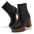 thumbnail image 2 of YDN Women Round Toe Platform Ankle Boots Side Zipper Chunky Stacked Heels Booties Fashion Office Daily Dress Shoes Size 4 Black, 2 of 4