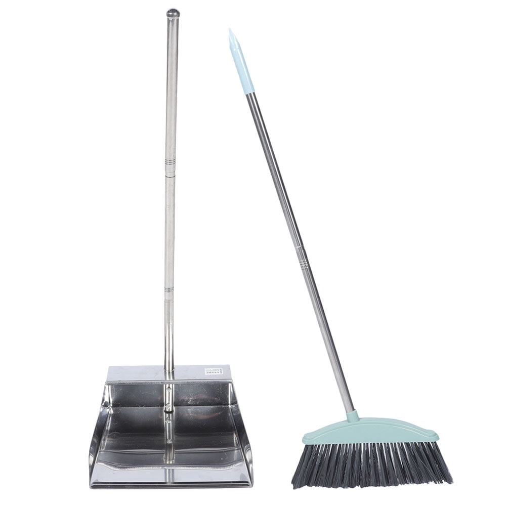 Happylost Upgrade Broom and Dustpan Set, Self-Cleaning with Dustpan Teeth,  Ideal for Dog Cat Pets Home Use, Super Long Handle Upright Broom 