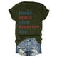 thumbnail image 2 of Camiseta patriótica para mujer del 4 de julio: estampado «Loves America Too», cuello redondo, top informal de verano - S-XXXL, 2 of 3