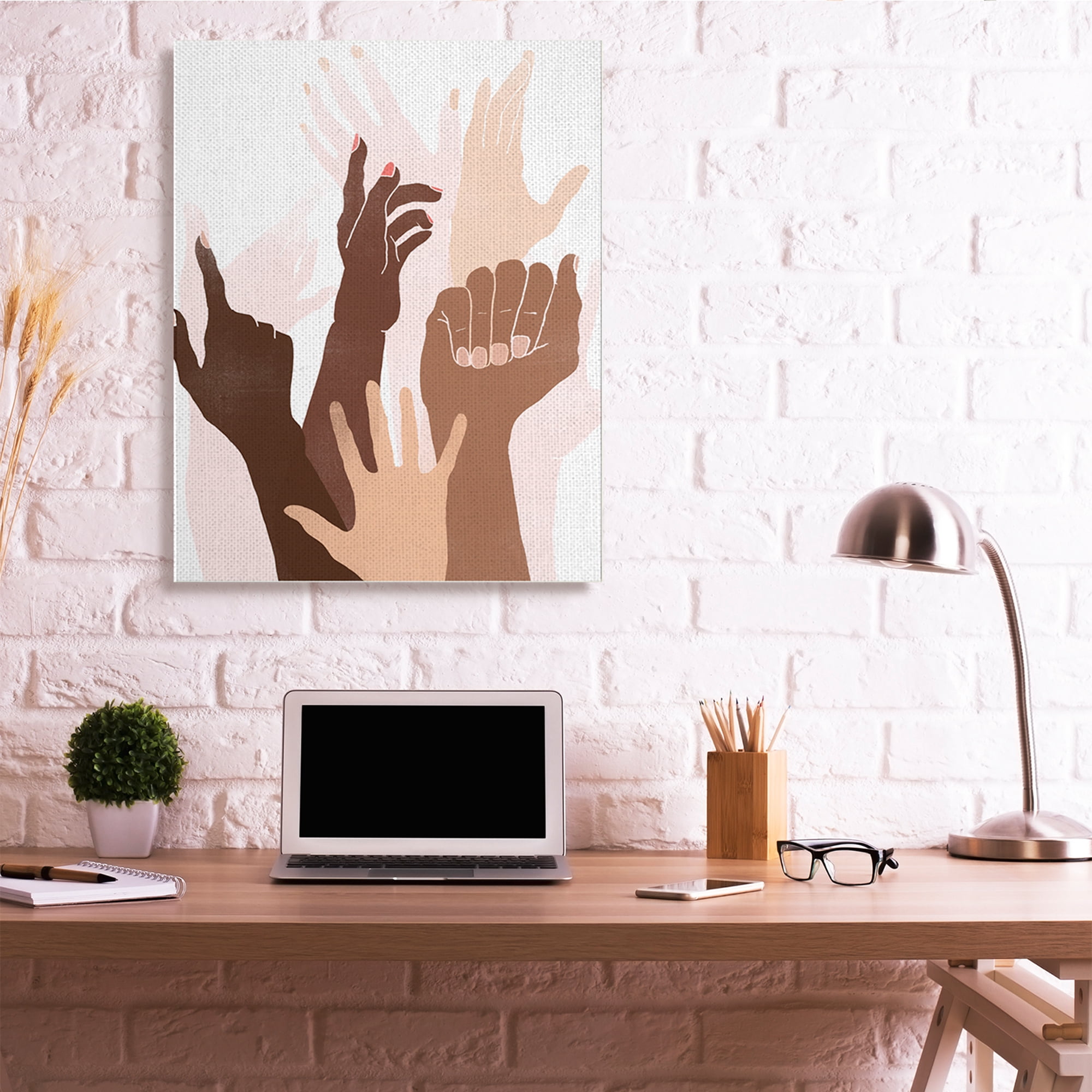 Stupell Industries Arms Reaching and Rising Diverse Hand Gestures Novelty Painting Gallery Wrapped Canvas Art Print Wall Art, 36 x 48