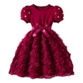 thumbnail image 4 of HAYIMI Girls Dresses Pearl Short Sleeve Rose Floral Print Party Dress For Toddler Summer Casual Wear Boho Sundress, 4 of 5