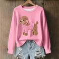 thumbnail image 2 of Trendfront Womens Sweatshirt Poodle Dog Awareness Ribbon Print Crew Neck Long Sleeve Casual Pullover Graphic Tops, 2 of 3