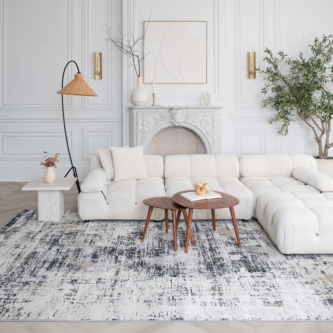 Rug Branch Atlas Classic Indoor Area Rug, White Beige, Modern - Living Room, Bedroom, Dining Room, and Kitchen