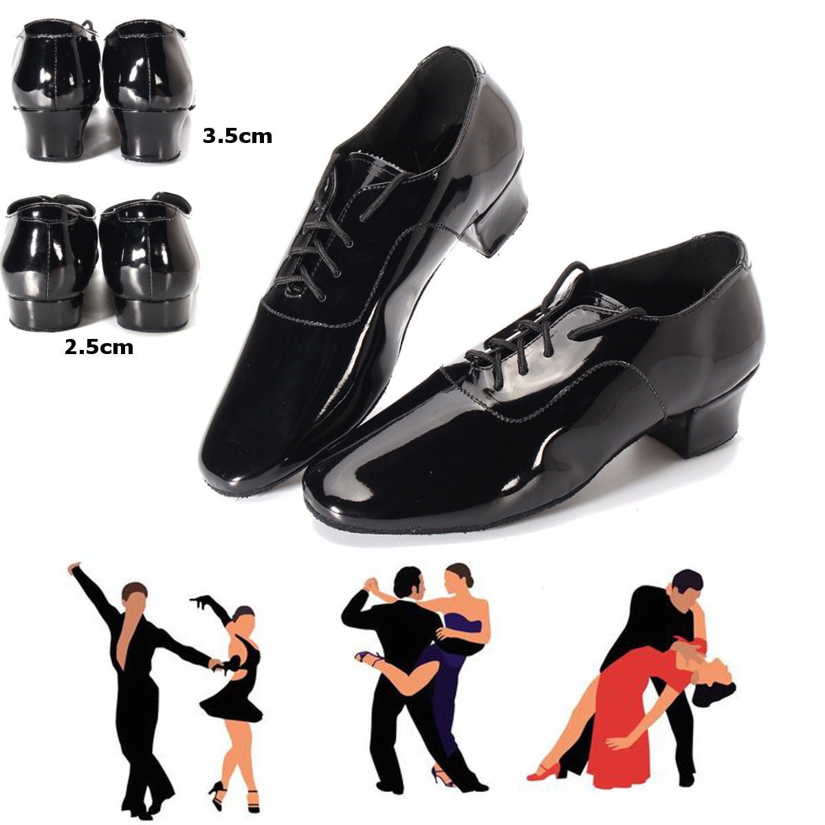 Adult men ballroom latin salsa tango dance shoes black white color 3.5cm heel