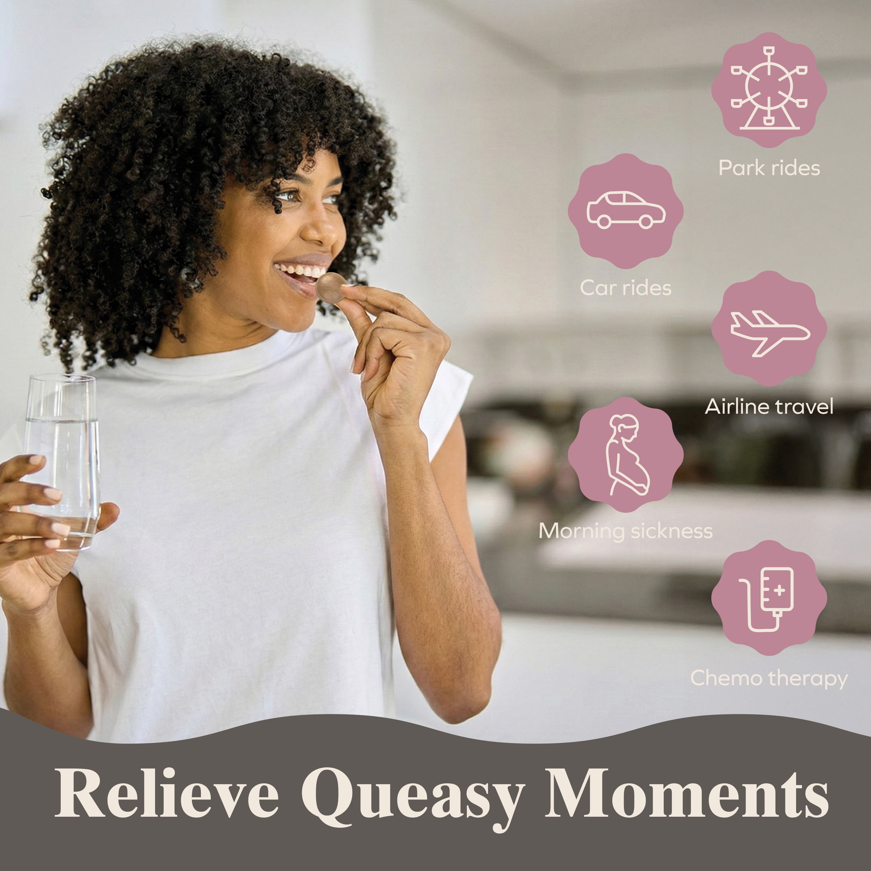 Three Lollies Queasy Drops - Cola Flavor - Relief from Nausea & Travel Sickness, Soothes a Dry Mouth & Settles Stomach - Natural Ingredients - 100 ct