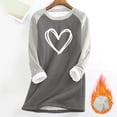 thumbnail image 2 of Sherpa Fleece Sweatshirt Women Love Heart Letter Print Crewneck Pullover Tops Warm Color Block Valentines Graphic Tops, 2 of 5