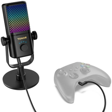 TONOR Gaming Microphone Compatible with Xbox, RGB Condenser Streaming Mic with 30H Battery Life, Low Noise, Monitoring, Gain Control, One Tap Mute, Fast Charging, Compatible with Capture Card TCX3