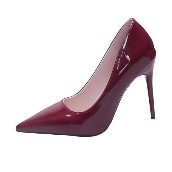 DeHolifer Womens Pumps High Heels Shiny Pointed Toe Dress Work Wedding Pumps Bridal Heeled Court Shoes Stiletto Pumps