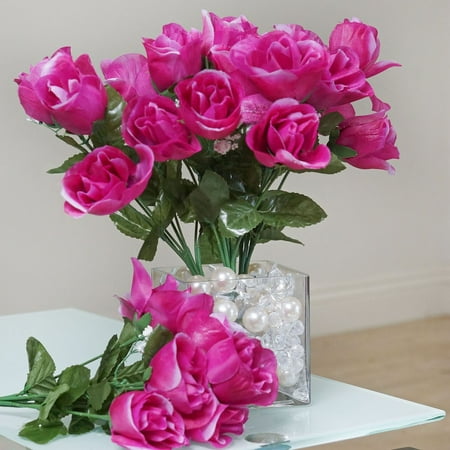 Fuchsia Lily Bouquet (BalsaCircle 84 Silk Buds Roses Bouquets - DIY Home Wedding Party Artificial Flowers Arrangements)