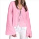 thumbnail image 2 of Blusas con Lazo Frontal para Mujer, Camisas de Y2K, Mangas Acampanadas, Cuello en V, Ropa para Salir, Blusas Casuales con Cordones. Rosa M, 2 of 8
